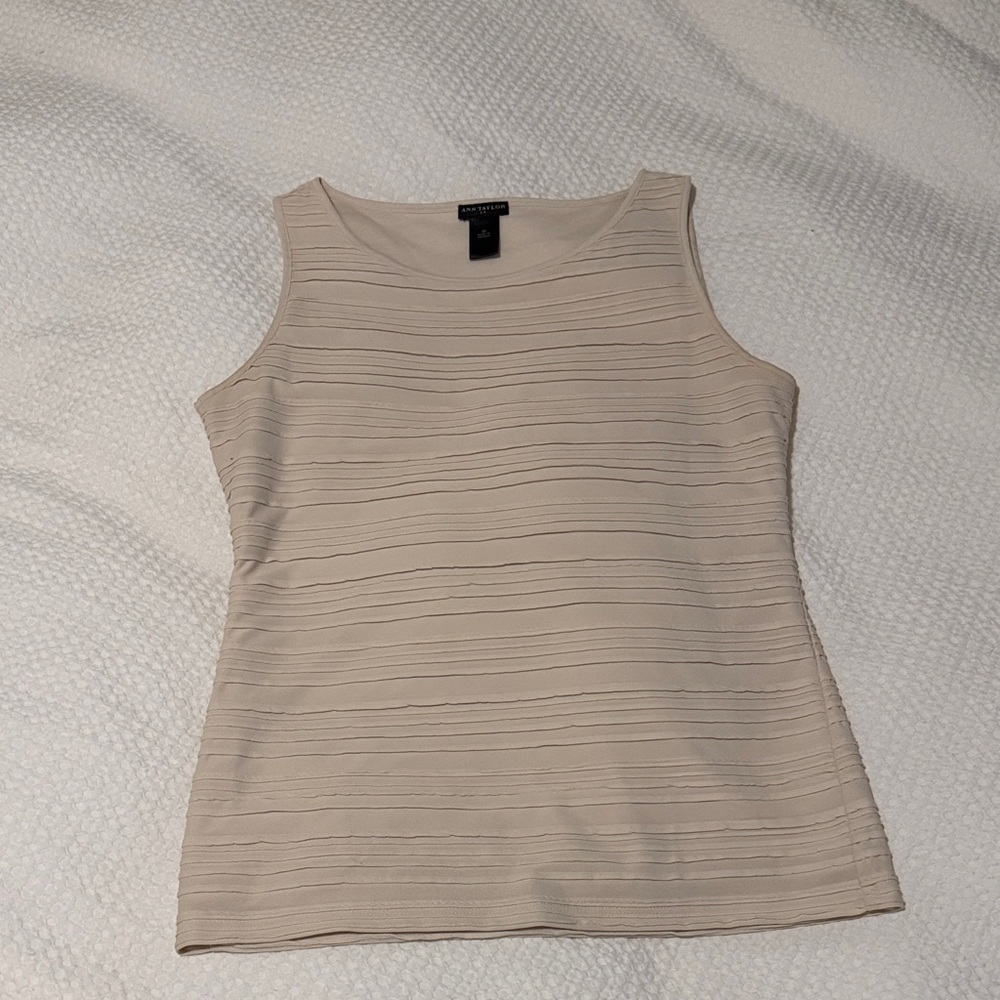 Ann Taylor Cream Sleeveless Blouse Tank